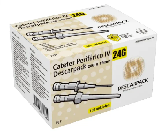 CATETER PERIFÉRICO 24G DESCARPACK CAIXA COM 100 UNIDADES