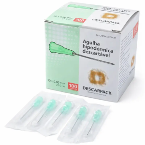 AGULHA 30 X0,80MM DESCARPACK CAIXA COM 100 UNIDADES